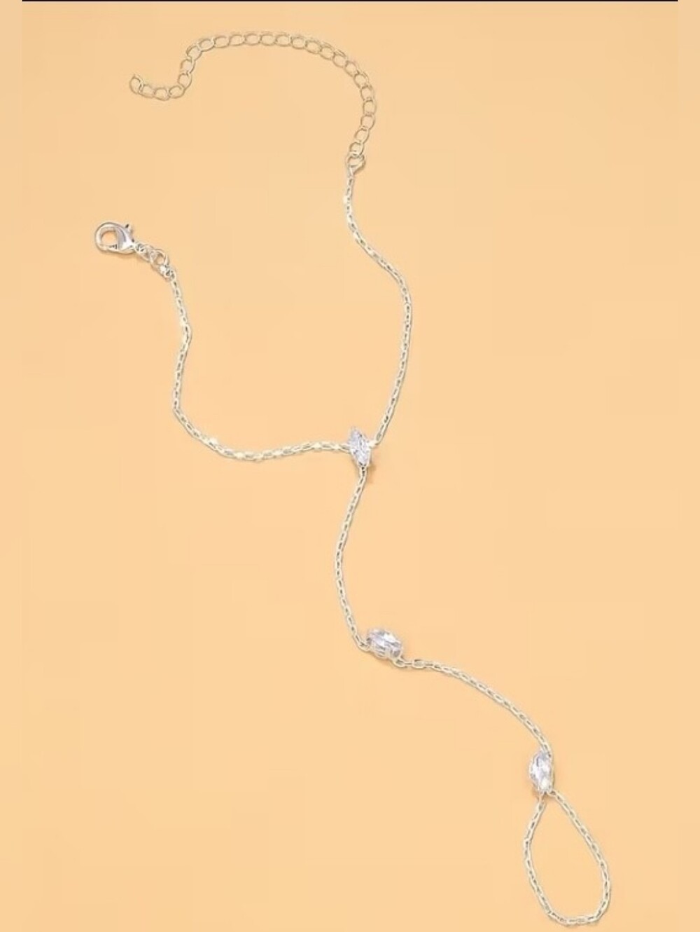 B2G1F Silver Foot Chain Anklet with Clear Stones, Barefoot Sandals (2 Pieces)